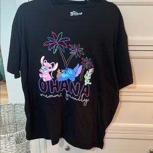 Disney Black Tee with Colorful Stitch & Friends Graphic